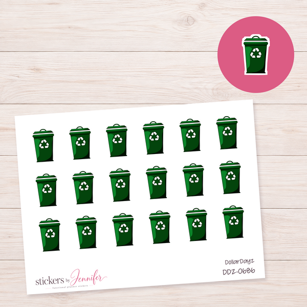 Green Recycling Bin Planner Stickers | DDZ-0686