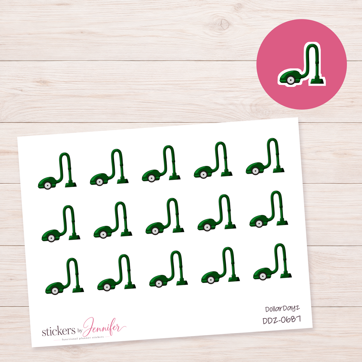 Green Vacuum Cleaner Planner Stickers | DDZ-0687