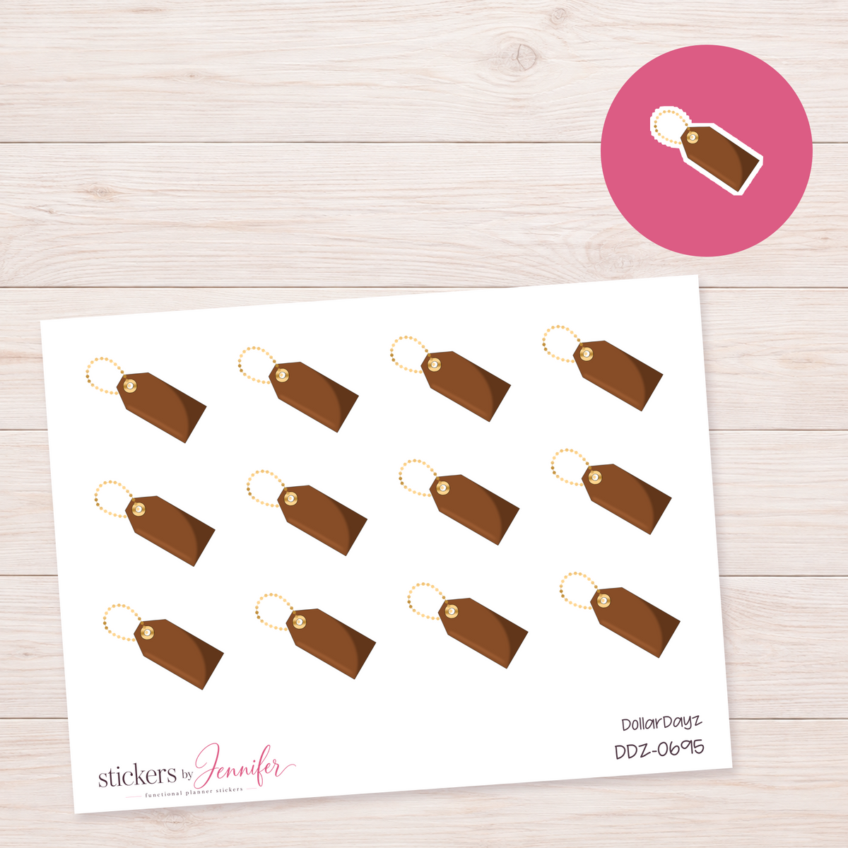 Brown Gift Tag Planner Stickers | DDZ-0695