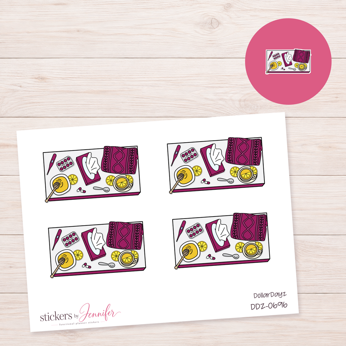Berry Sick-Day Supplies Planner Stickers | DDZ-0696