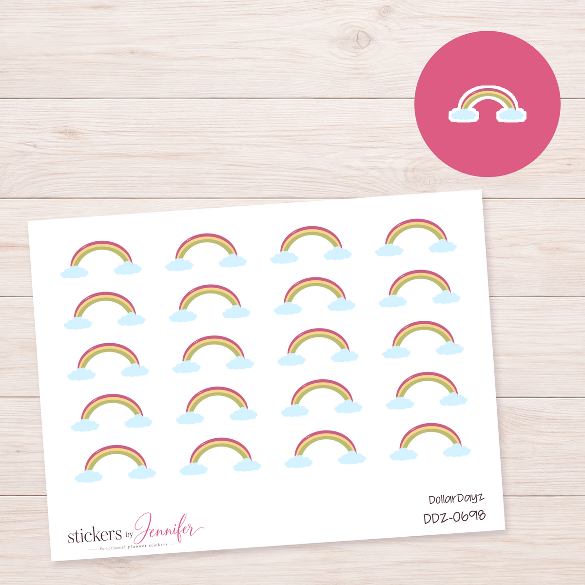 Rainbow & Clouds Planner Stickers | DDZ-0698