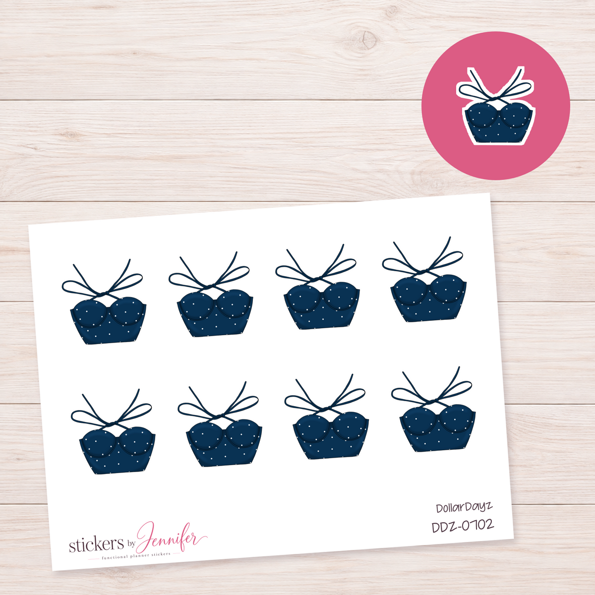 Navy Summer Top Planner Stickers | DDZ-0702