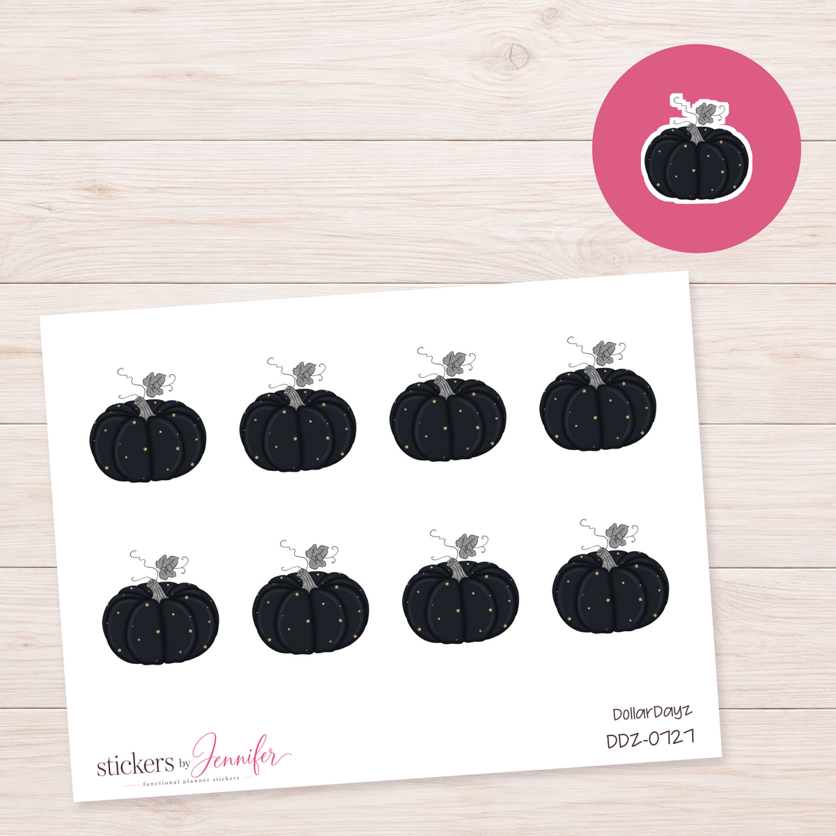 Black Starry Pumpkin Planner Stickers | DDZ-0727