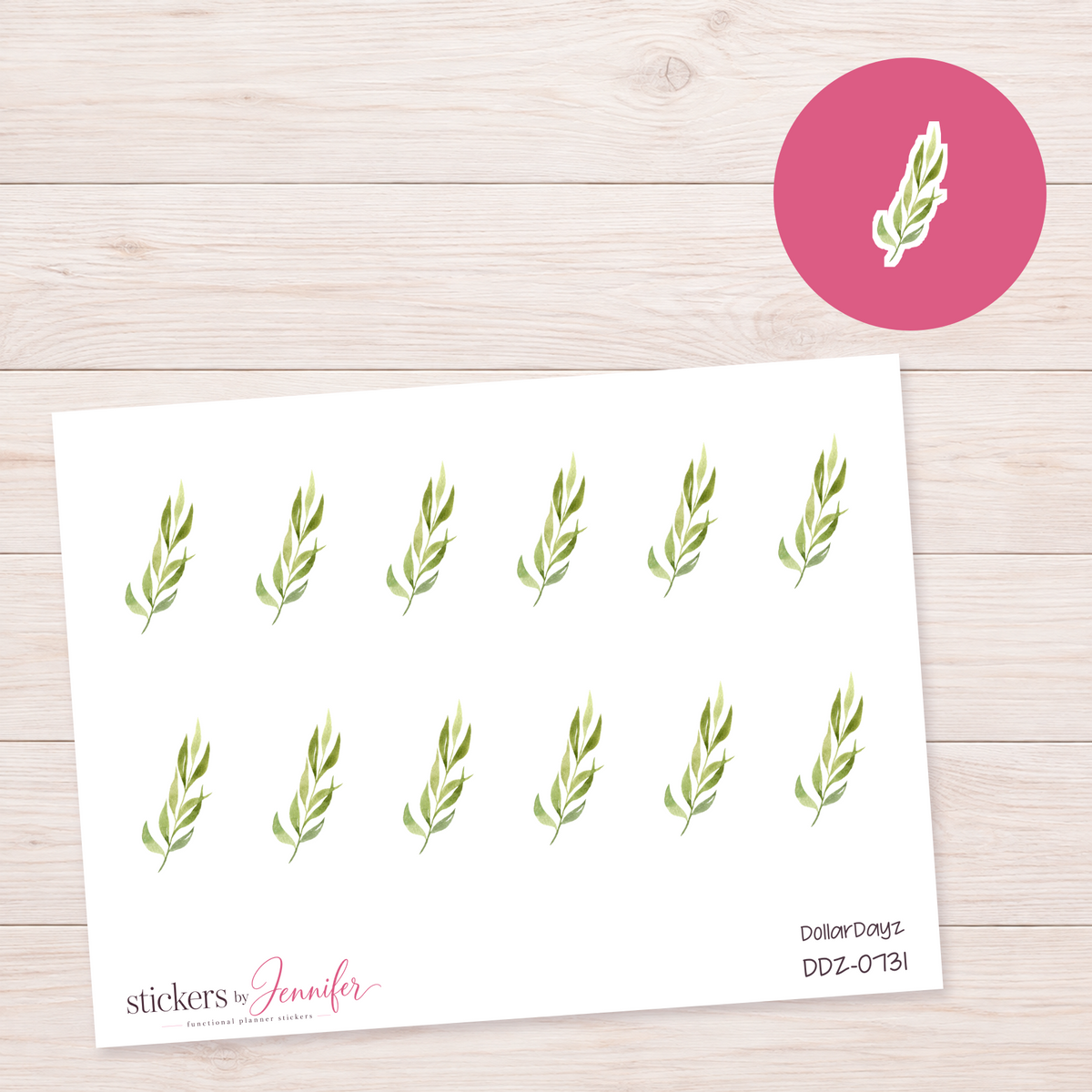 Green Leafy Stem Planner Stickers | DDZ-0731