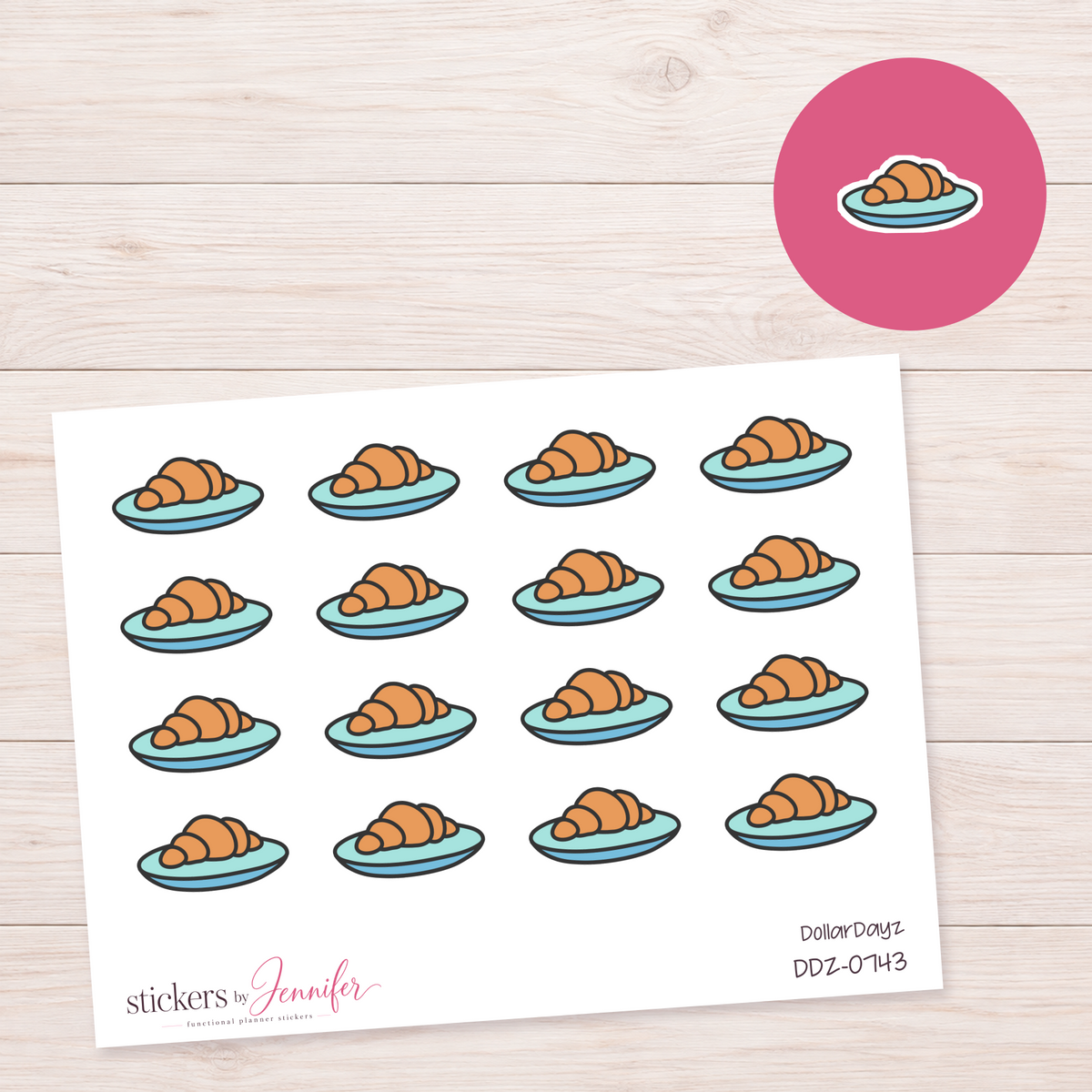 Croissant on Plate Planner Stickers | DDZ-0743
