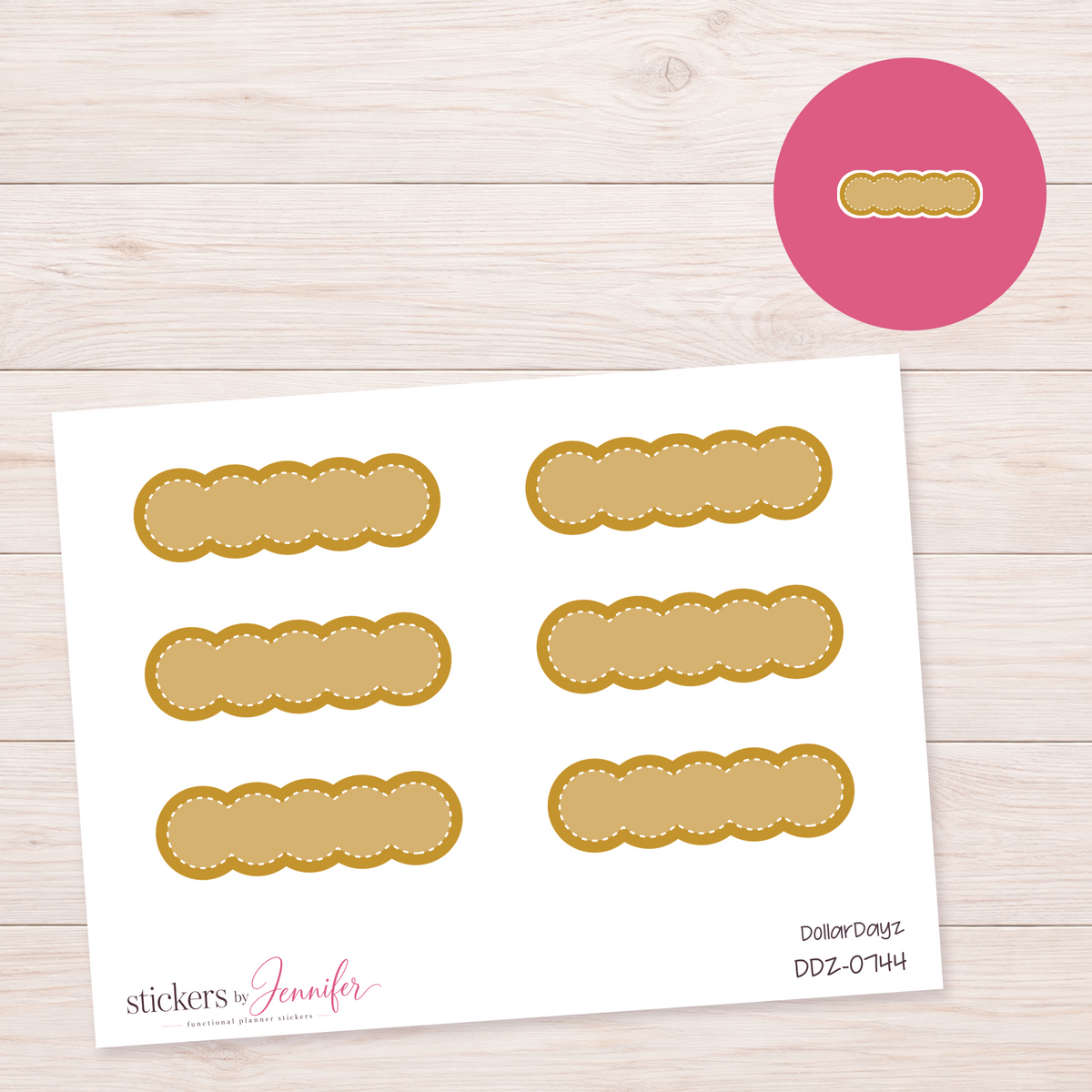 Mustard Scalloped Label Planner Stickers | DDZ-0744