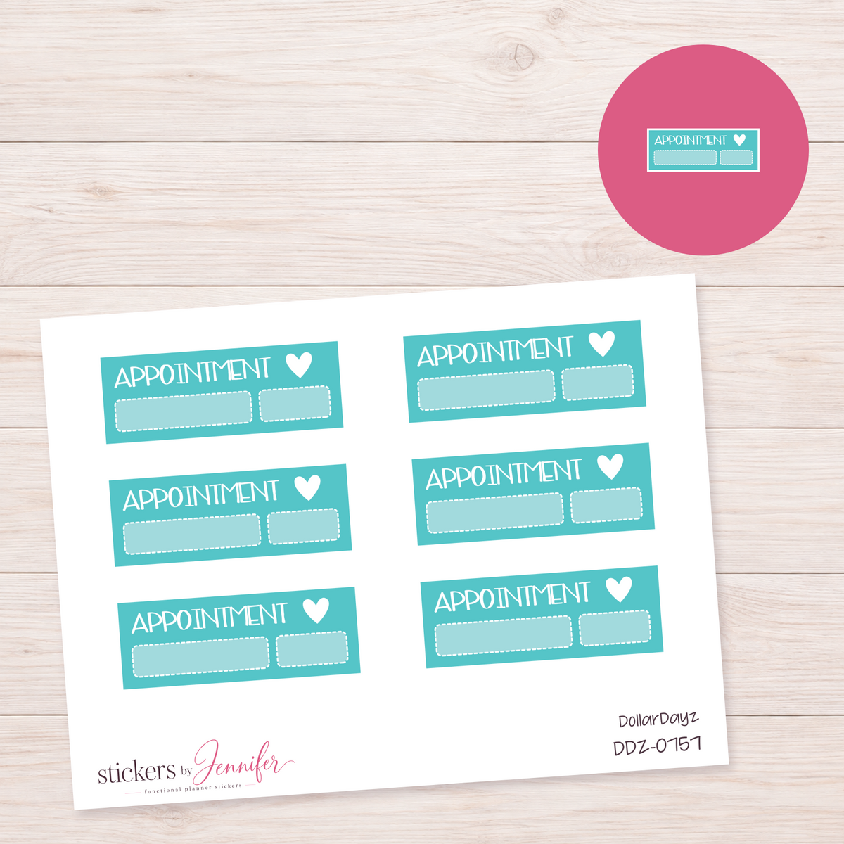 Teal Appointment Label Planner Stickers | DDZ-0757