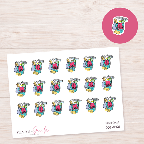 Teal Cleaning Bucket Planner Stickers | DDZ-0781