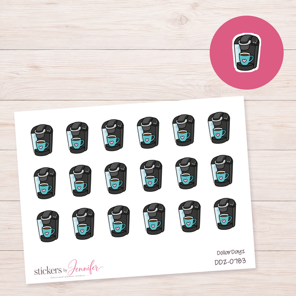 Teal Coffee Maker Planner Stickers | DDZ-0783