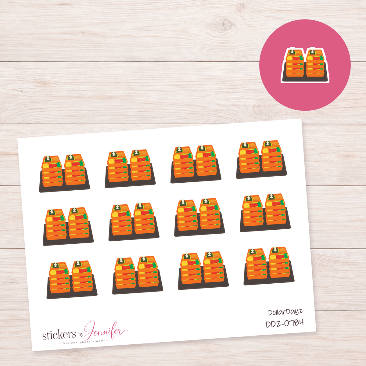 Orange Food Trays Planner Stickers | DDZ-0784