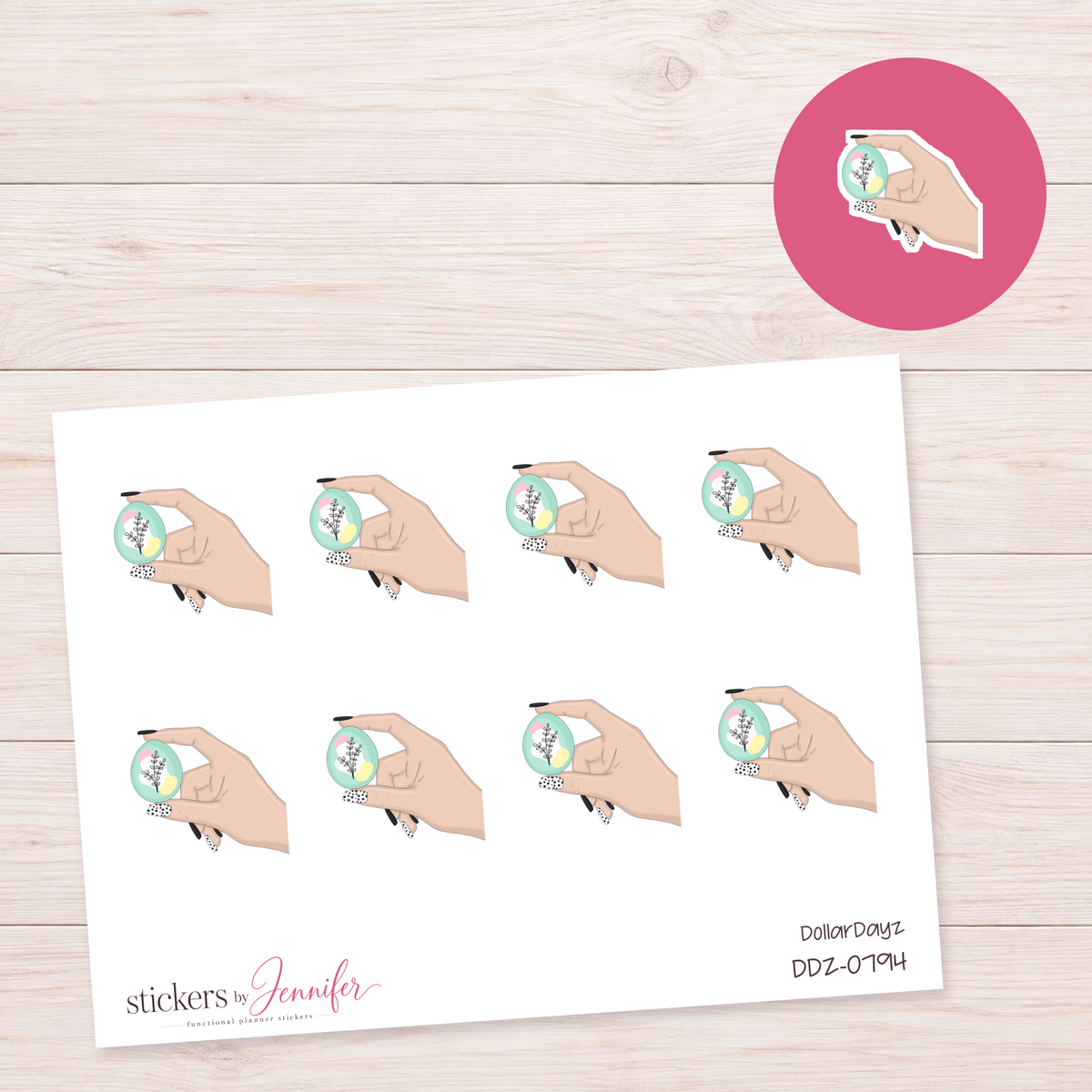 Mint Floral Compact Planner Stickers | DDZ-0794