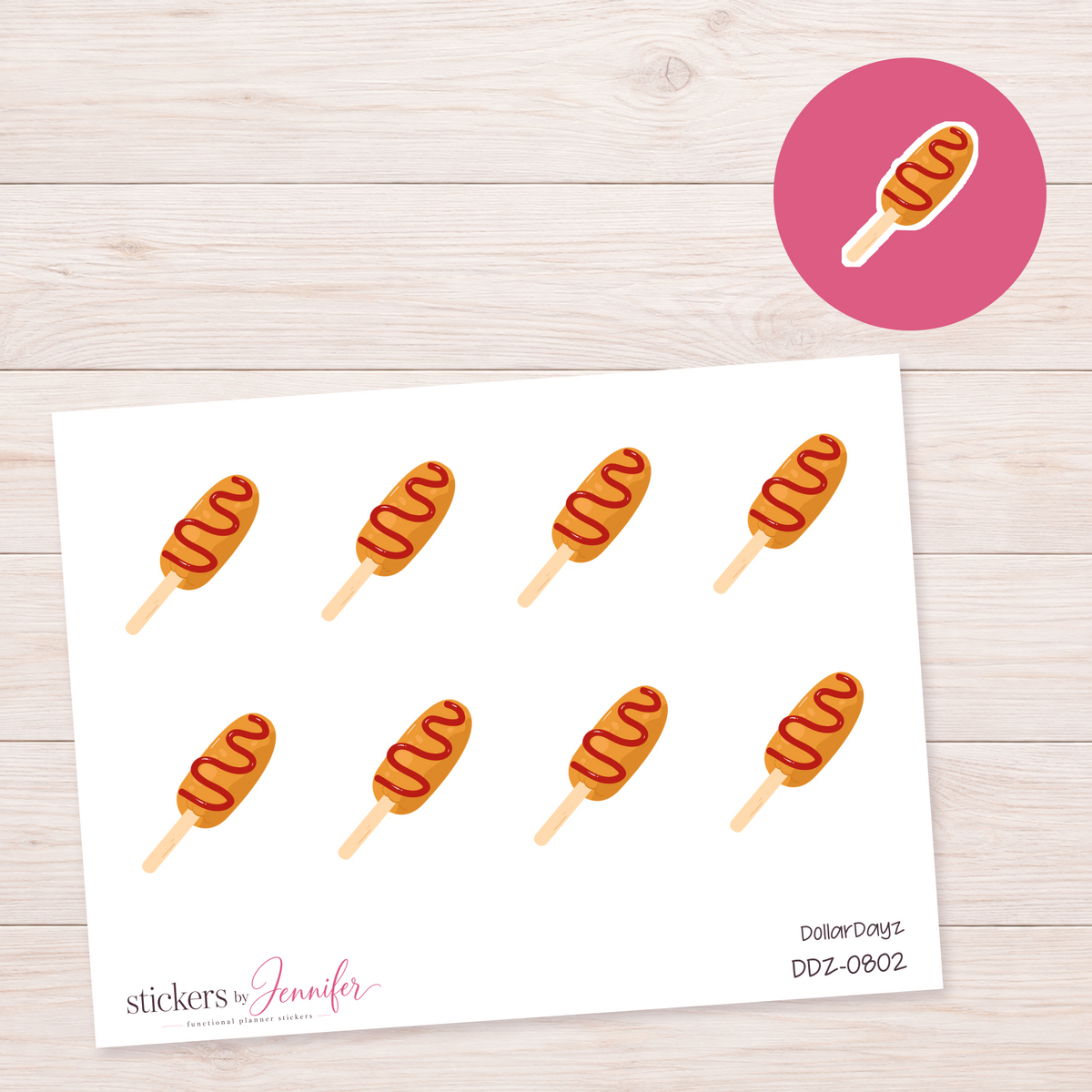 Corn Dog Planner Stickers | DDZ-0802