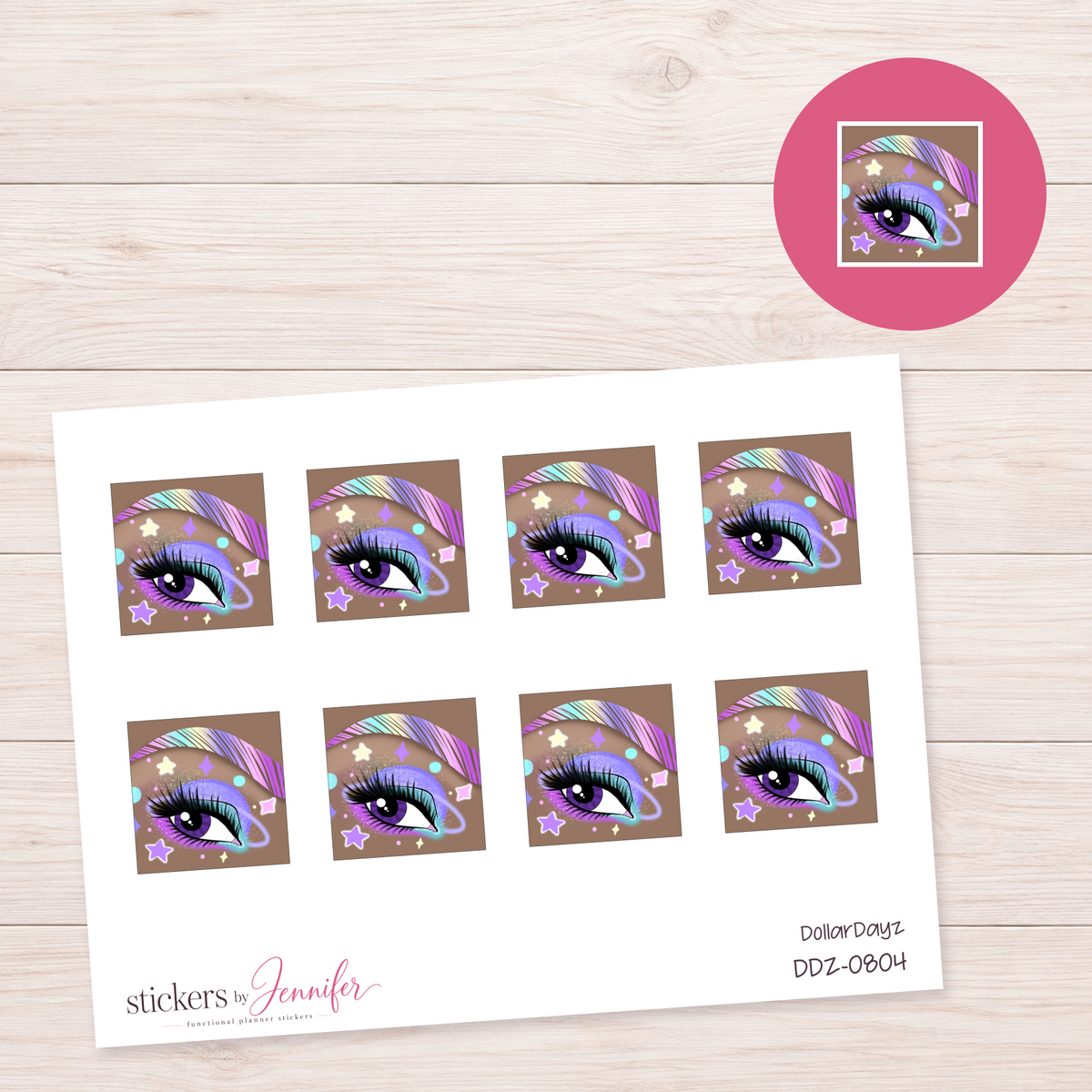 Purple Star Eye Makeup Planner Stickers | DDZ-0804