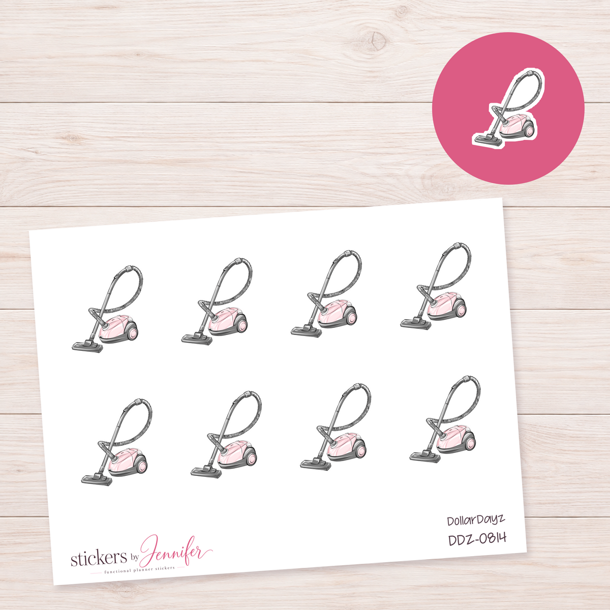 Pink Vacuum Cleaner Planner Stickers | DDZ-0814