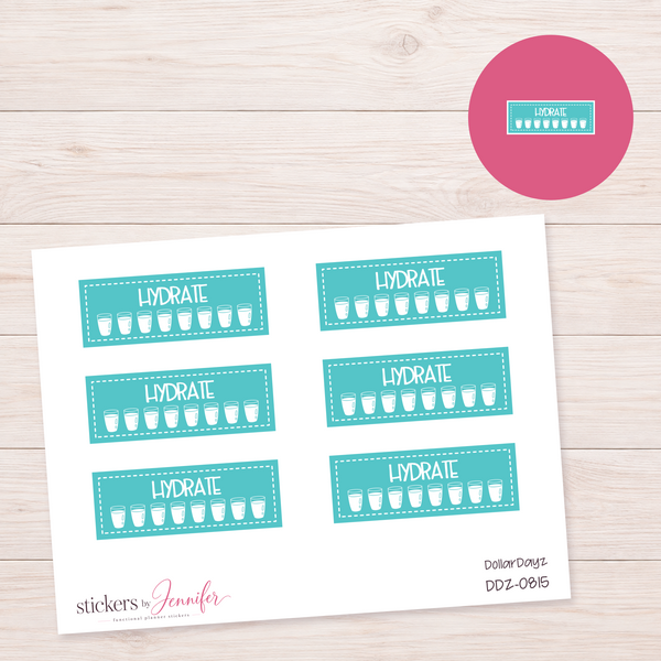 Teal Hydration Tracker Planner Stickers | DDZ-0815