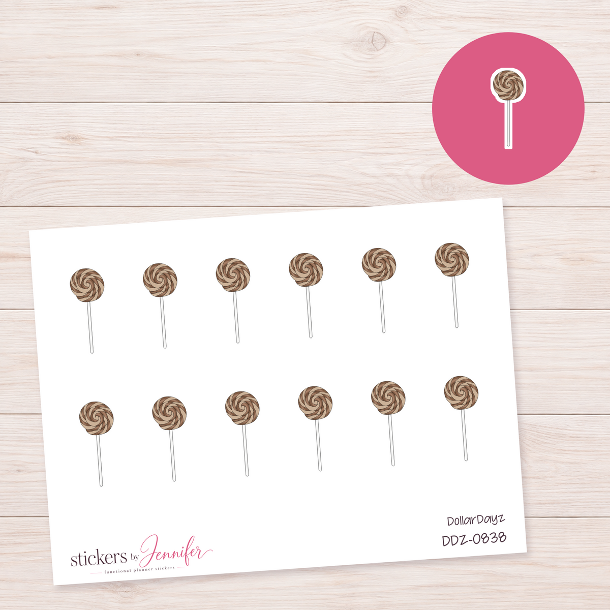 Chocolate Swirl Lollipop Planner Stickers | DDZ-0838