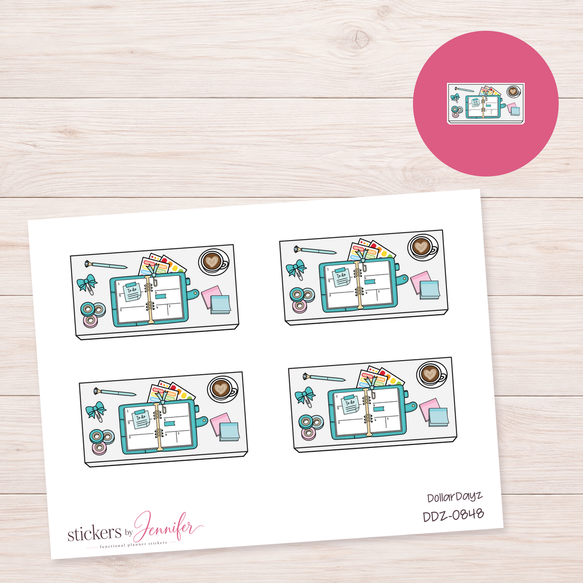 Teal Open Planner Workspace Planner Stickers | DDZ-0848