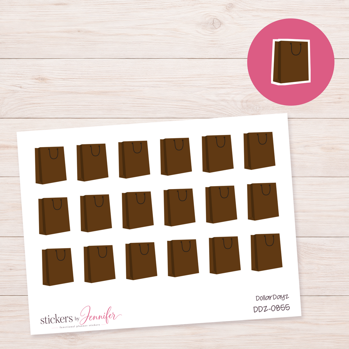Brown Shopping Bag Planner Stickers | DDZ-0855