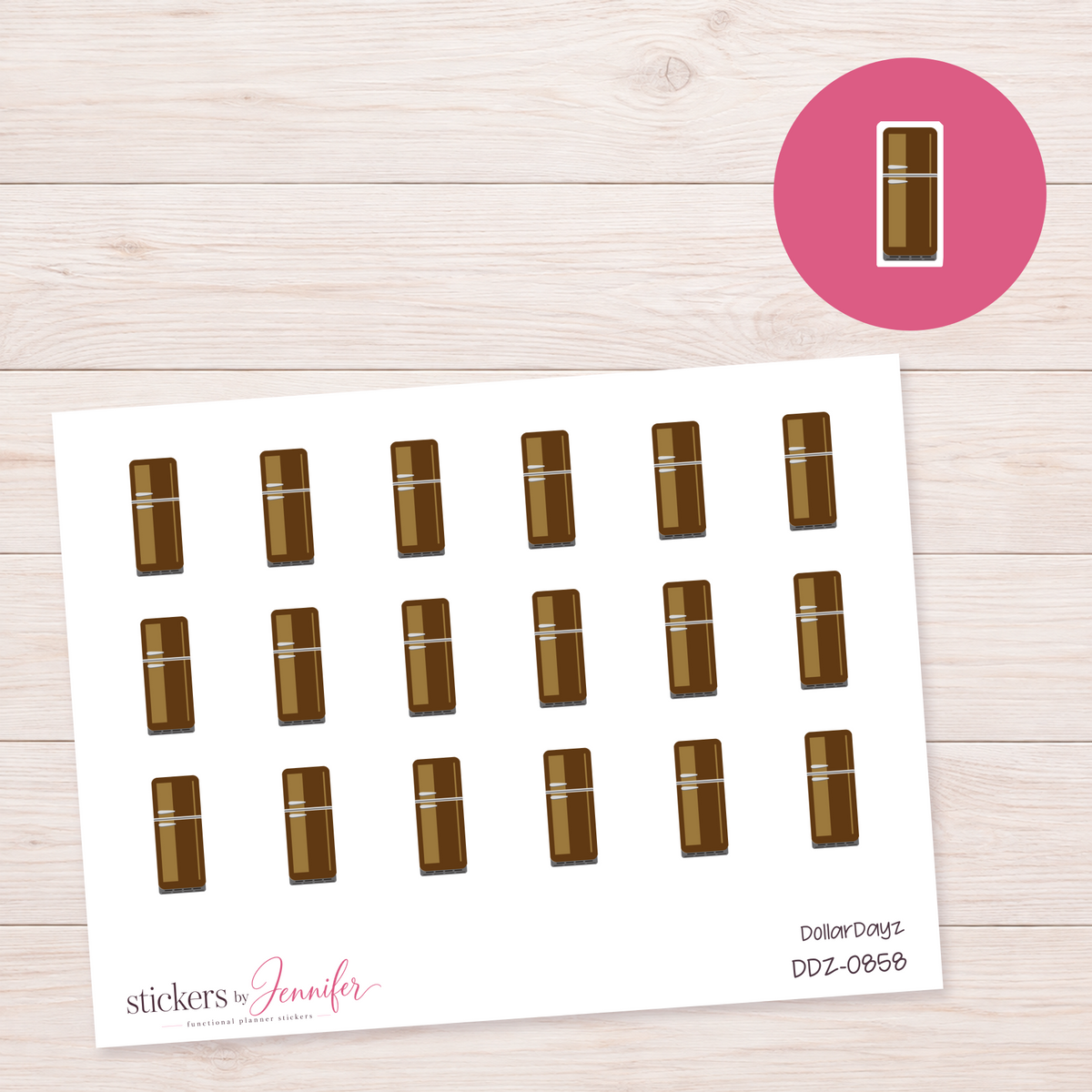 Brown Refrigerator Planner Stickers | DDZ-0858