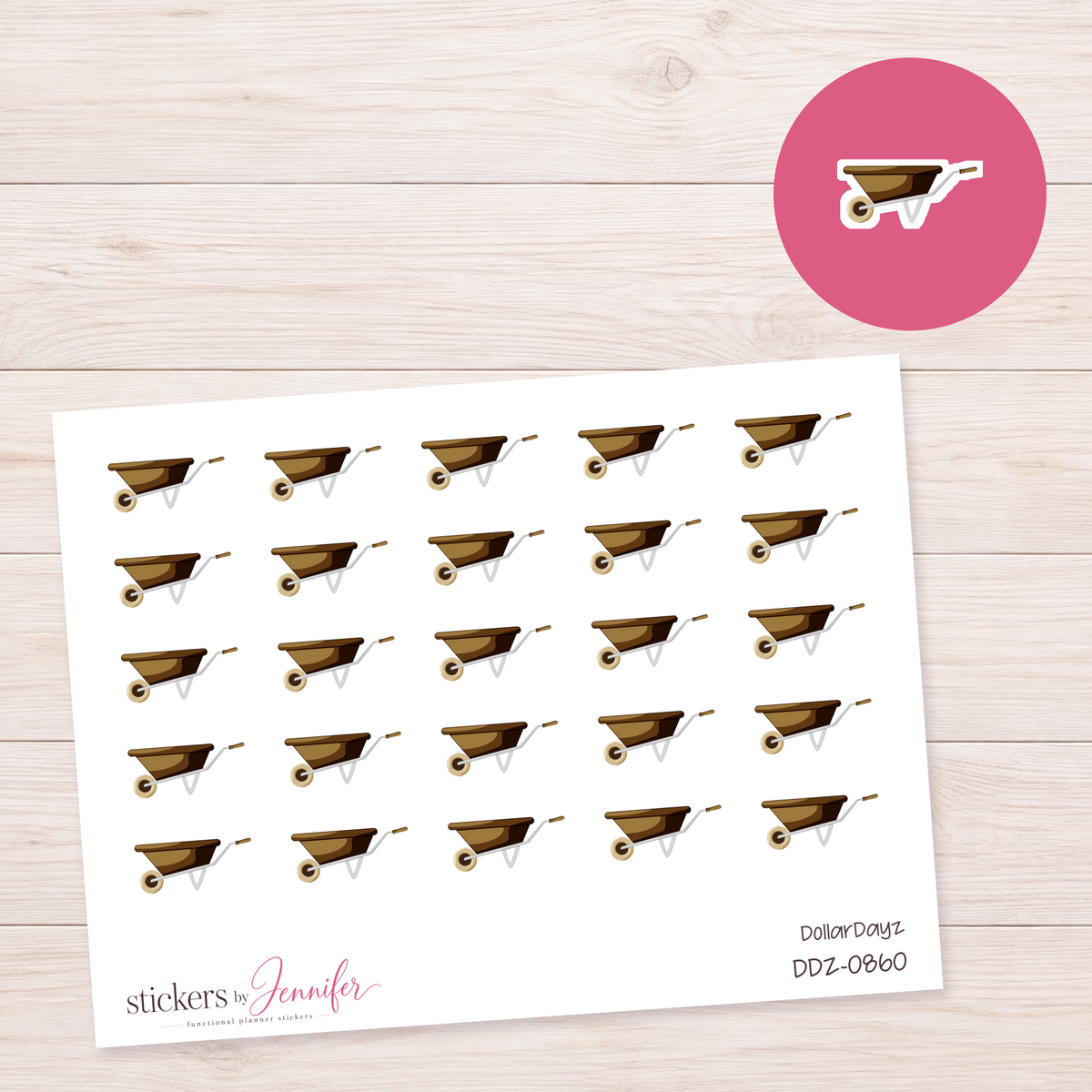 Brown Wheelbarrow Planner Stickers | DDZ-0860
