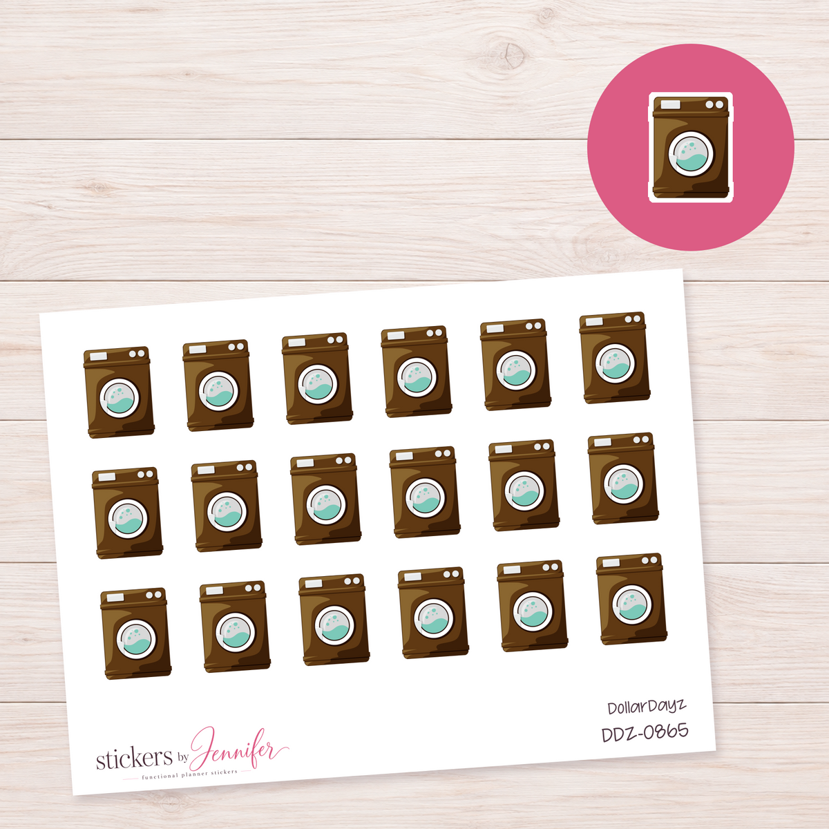 Brown Washing Machine Planner Stickers | DDZ-0865