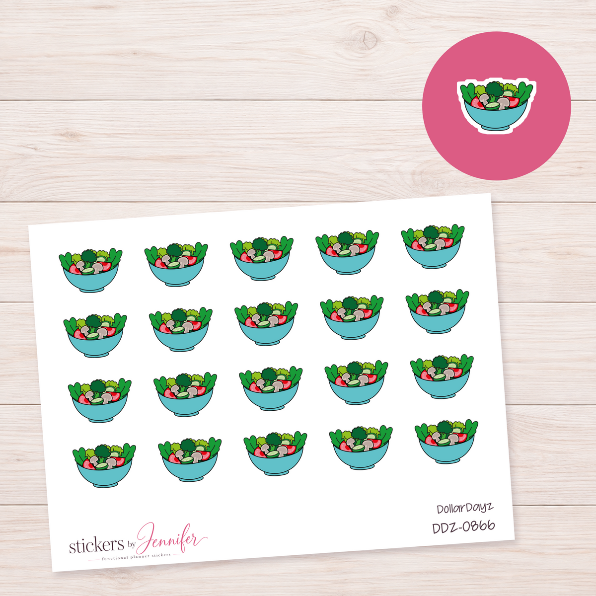 Teal Salad Bowl Planner Stickers | DDZ-0866