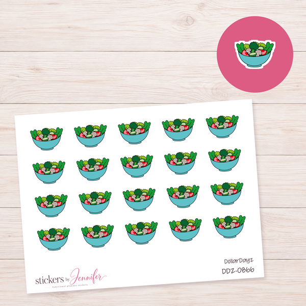Teal Salad Bowl Planner Stickers | DDZ-0866