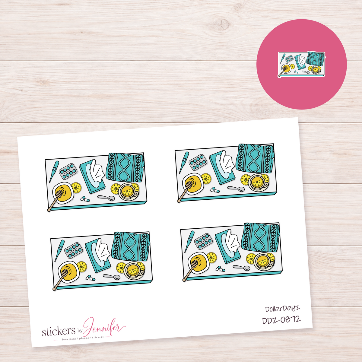 Teal Self-Care Supplies Planner Stickers | DDZ-0872