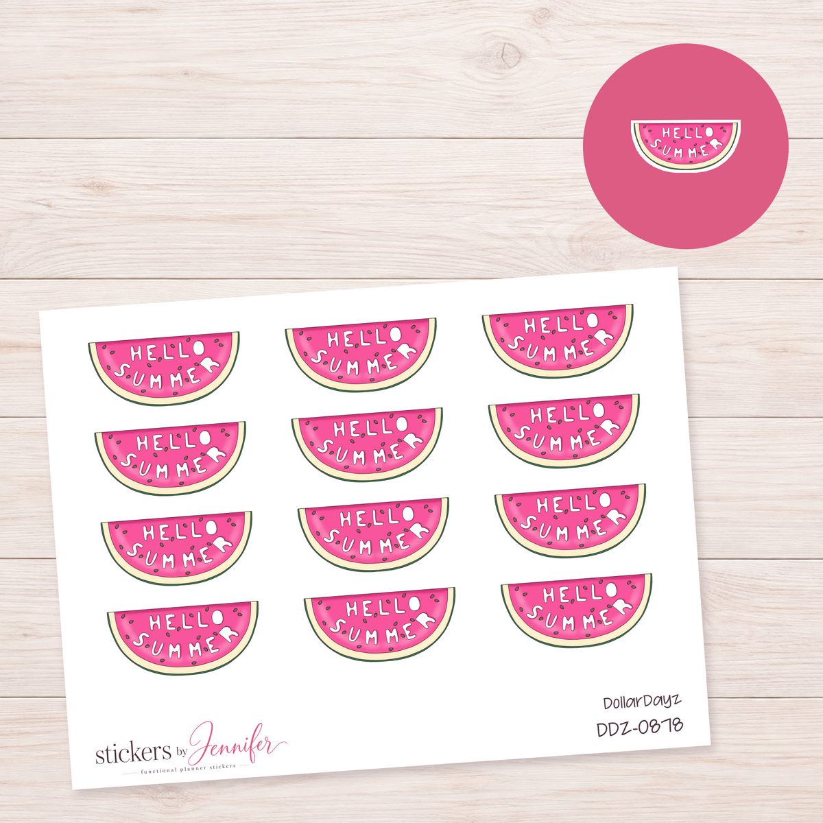 Hello Summer Watermelon Planner Stickers | DDZ-0878