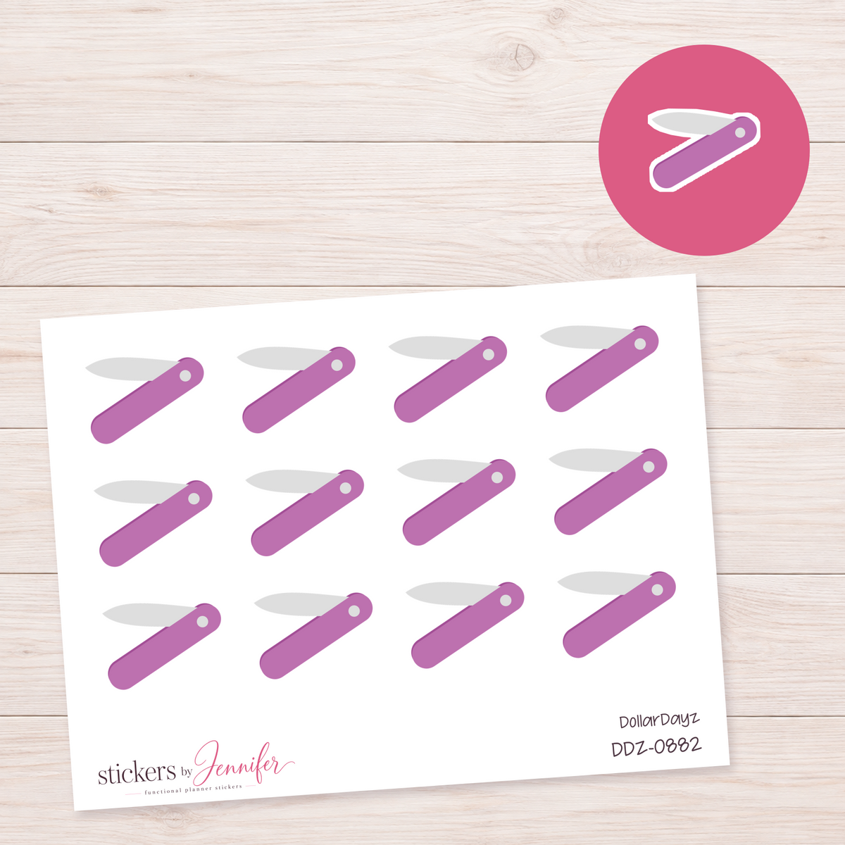 Purple Folding Knife Planner Stickers | DDZ-0882