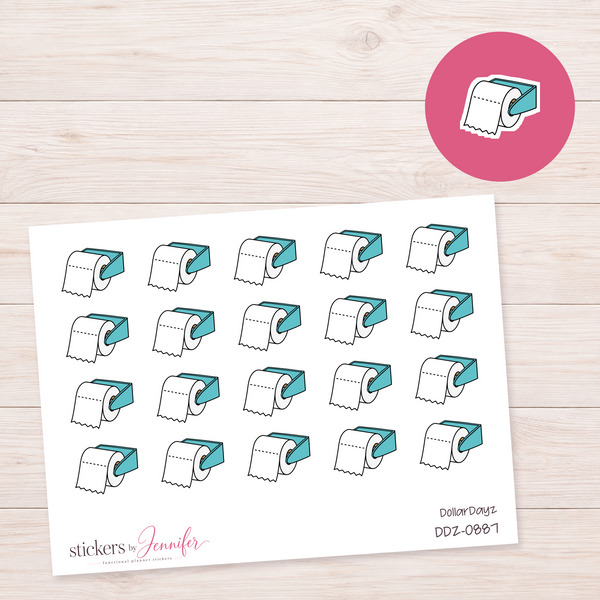Teal Toilet Paper Holder Planner Stickers | DDZ-0887