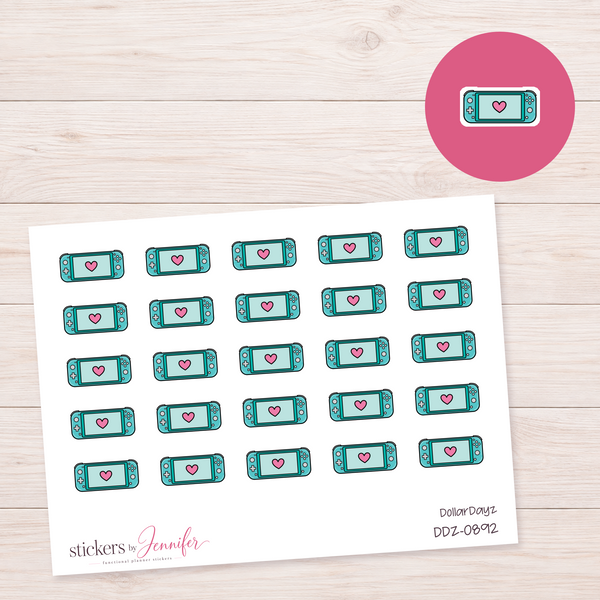Teal Handheld Game Console Planner Stickers | DDZ-0892