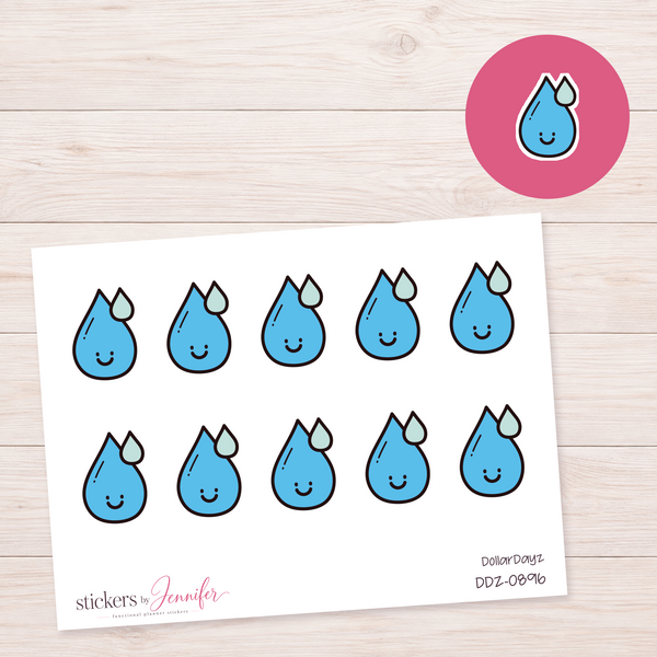 Smiling Water Drop Planner Stickers | DDZ-0896