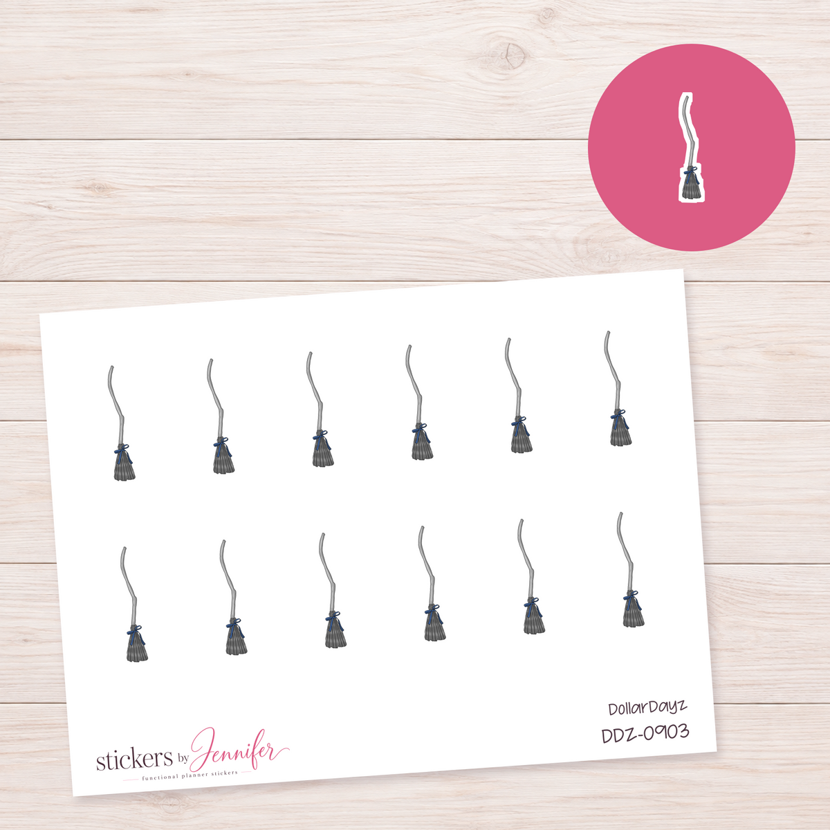 Dark Witch Broom Planner Stickers | DDZ-0903