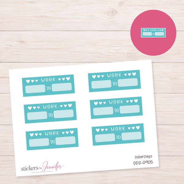 Teal Work Hours Label Planner Stickers | DDZ-0905