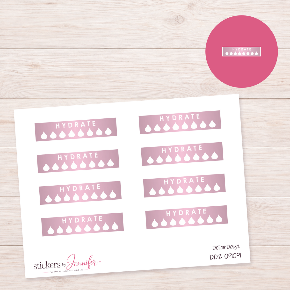 Pink Hydration Tracker Planner Stickers | DDZ-0909