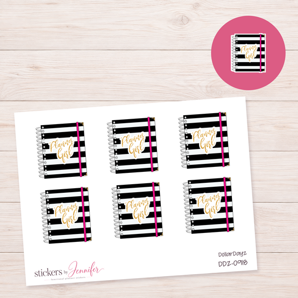 Striped Planner Girl Notebook Planner Stickers | DDZ-0918