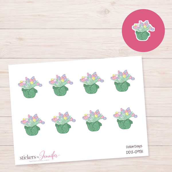 Pastel Tulip Bouquet Planner Stickers | DDZ-0931