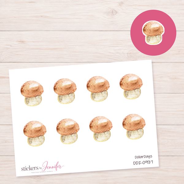 Watercolor Mushroom Planner Stickers | DDZ-0937