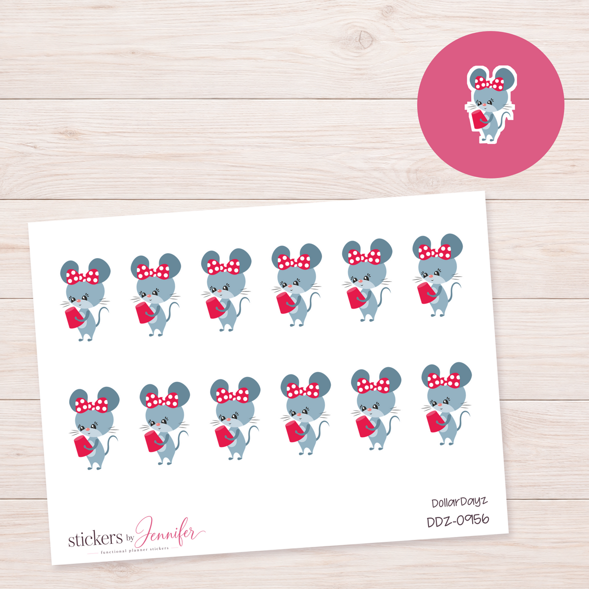 Bow Mouse Reading Planner Stickers | DDZ-0956