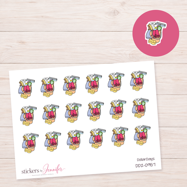 Yellow Cleaning Bucket Planner Stickers | DDZ-0957