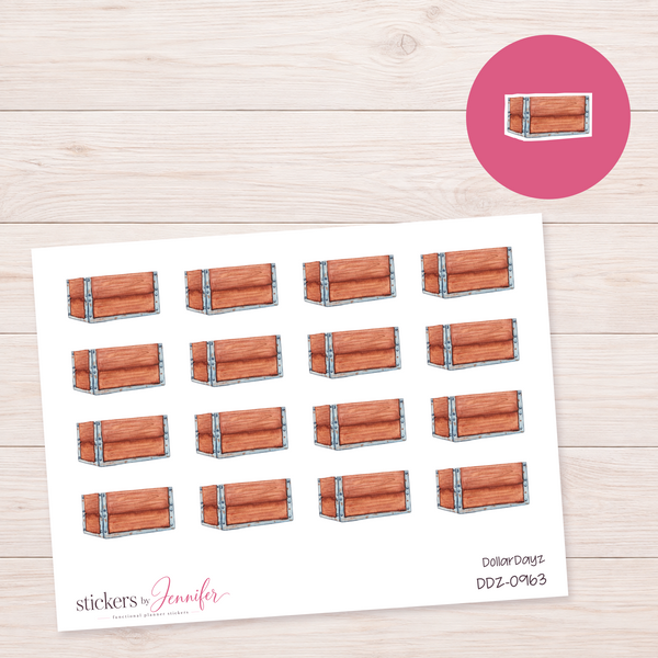 Wooden Chest Planner Stickers | DDZ-0963
