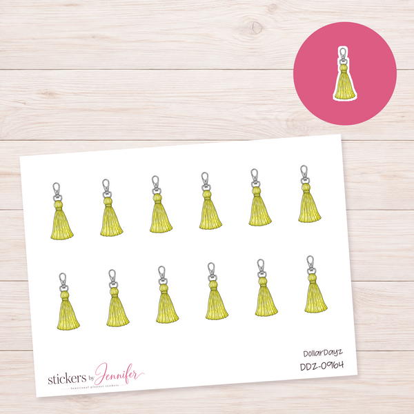 Yellow Tassel Charm Planner Stickers | DDZ-0964