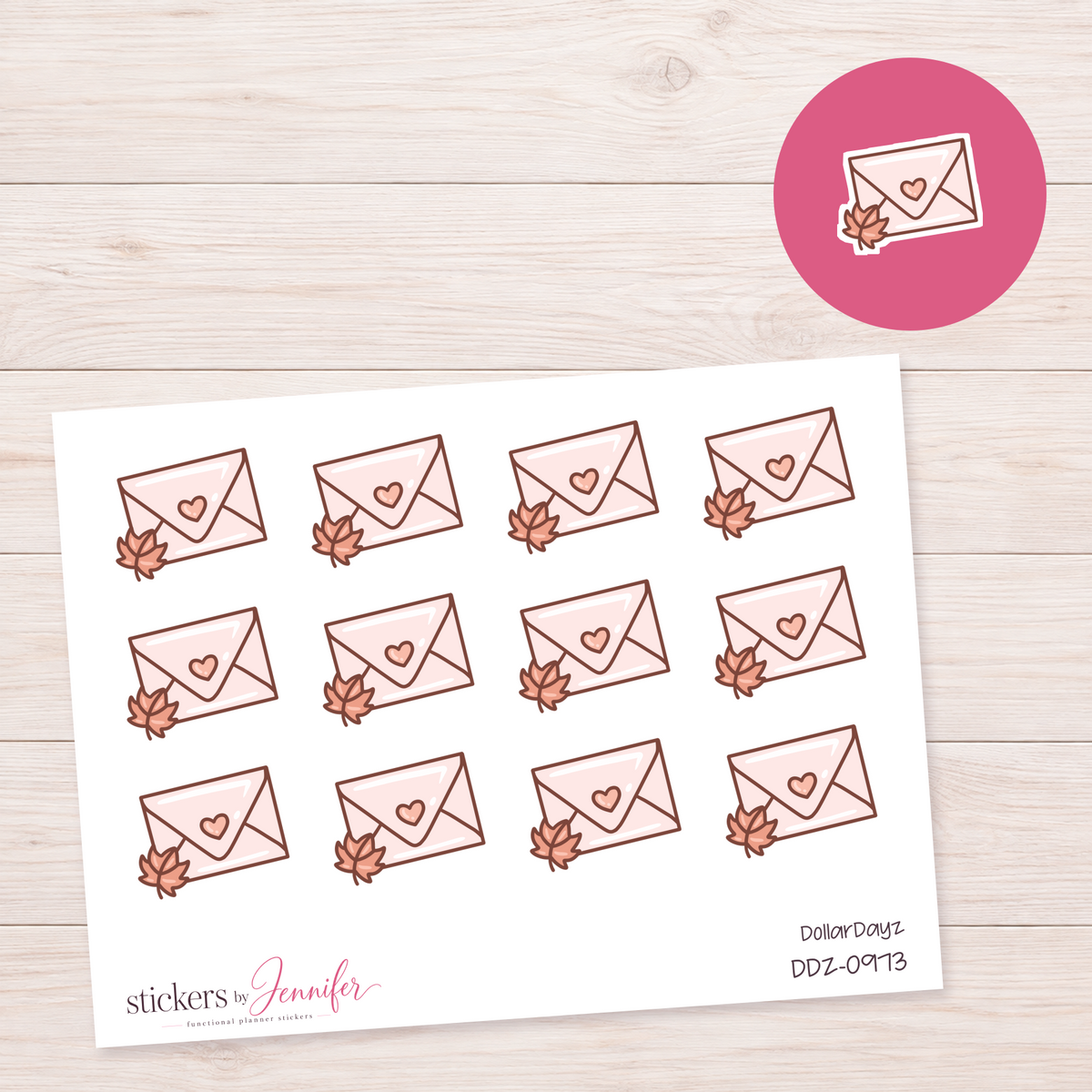 Autumn Heart Envelope Planner Stickers | DDZ-0973