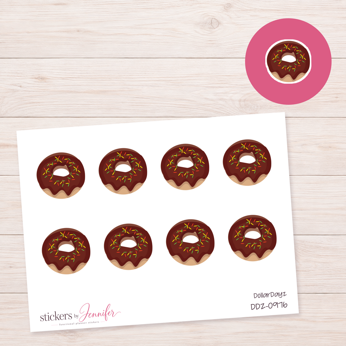 Chocolate Sprinkle Donut Planner Stickers | DDZ-0976