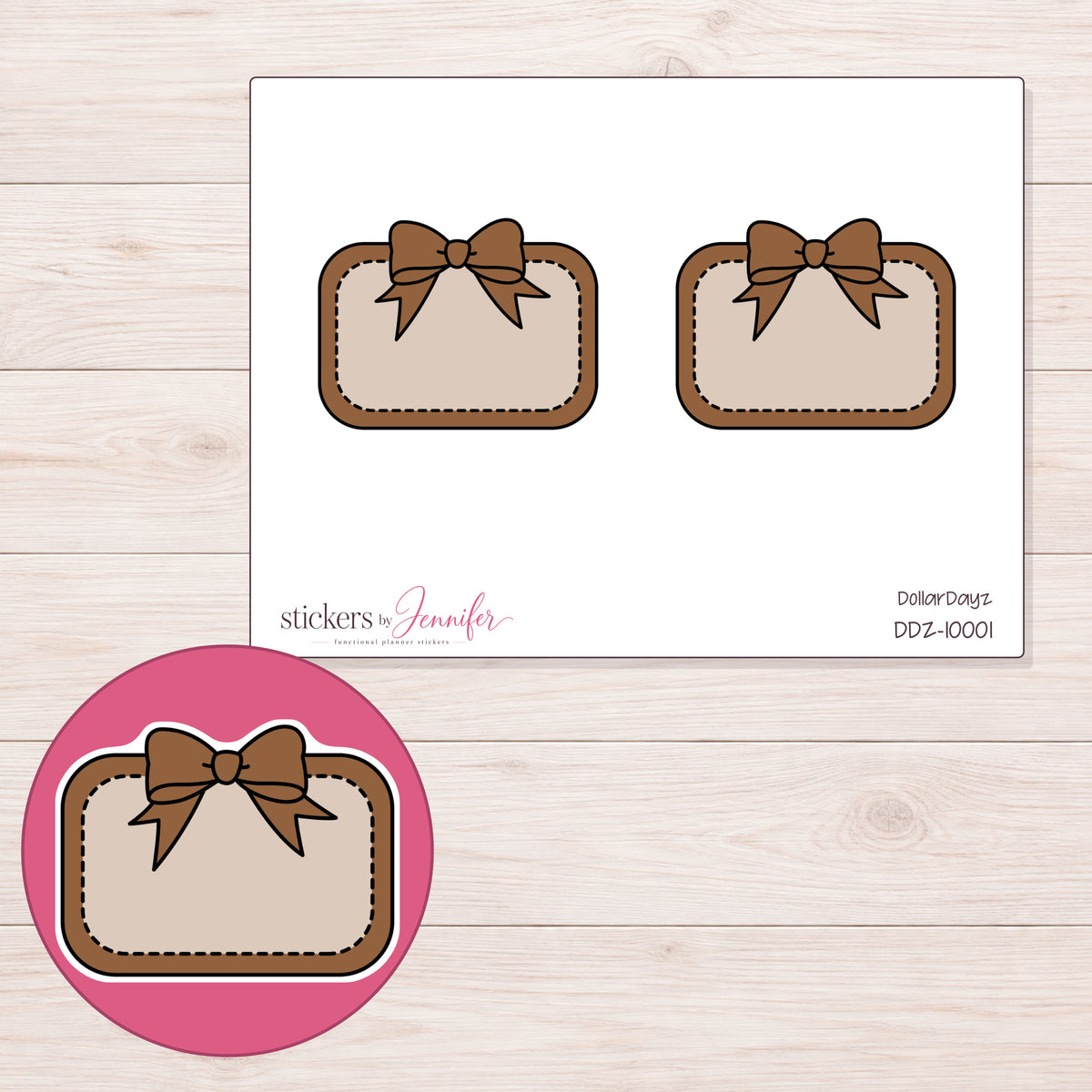 DDZ-10001 planner sticker sheet with enlarged sticker detail
