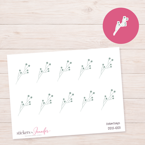 Sage Berry Sprig Planner Stickers | DDZ-1001