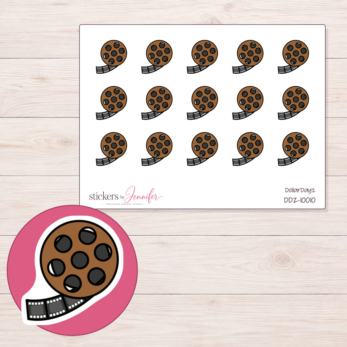 DDZ-10010 planner sticker sheet with enlarged sticker detail