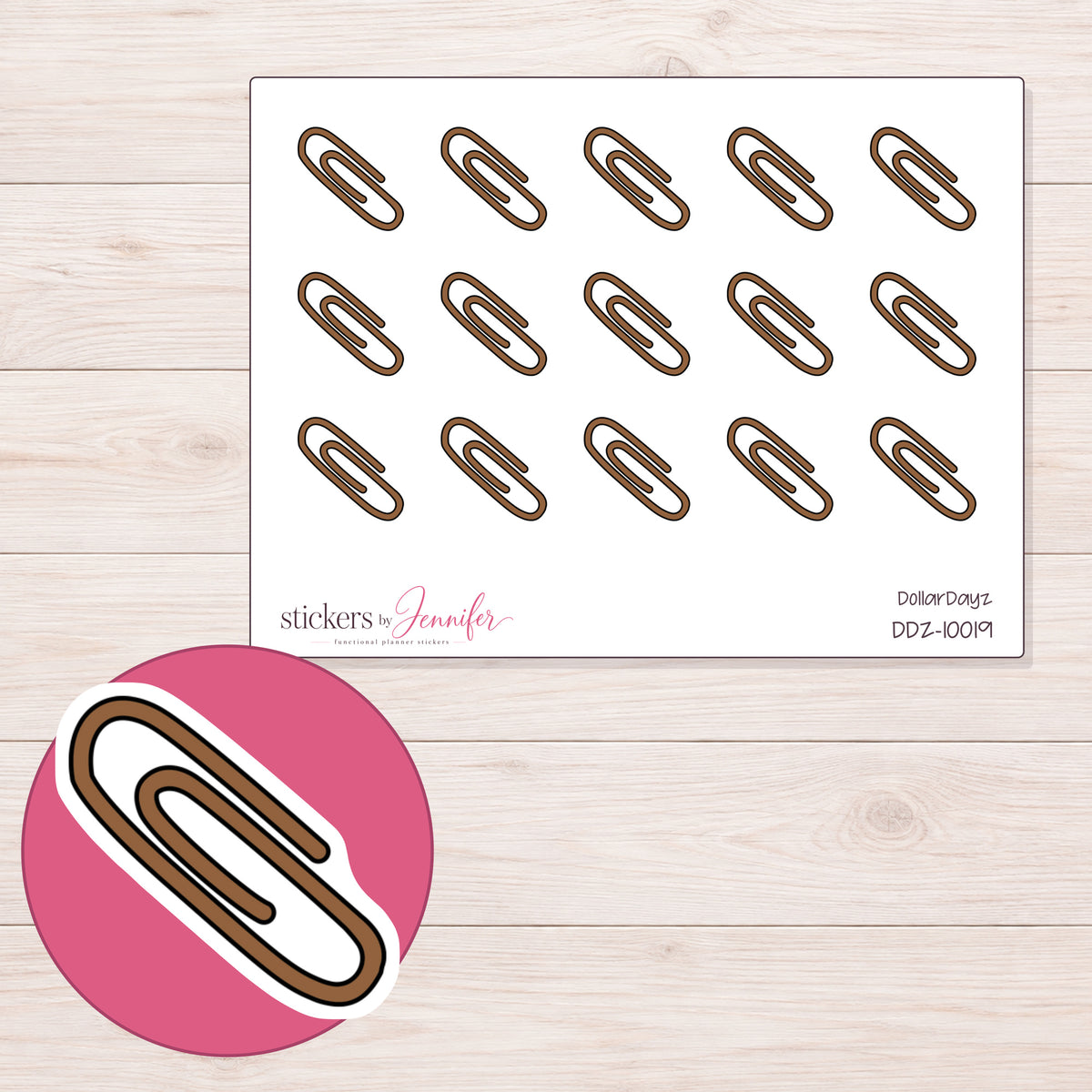DDZ-10019 planner sticker sheet with enlarged sticker detail