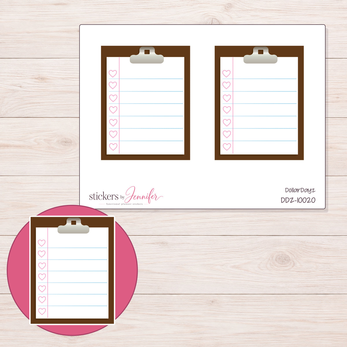 DDZ-10020 planner sticker sheet with enlarged sticker detail